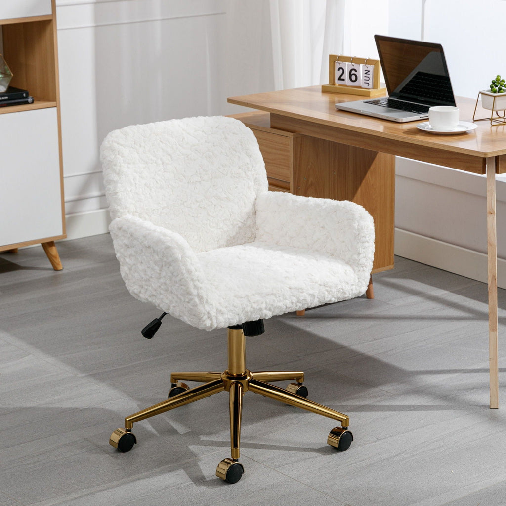 Faux Fur Swivel Vanity Chair