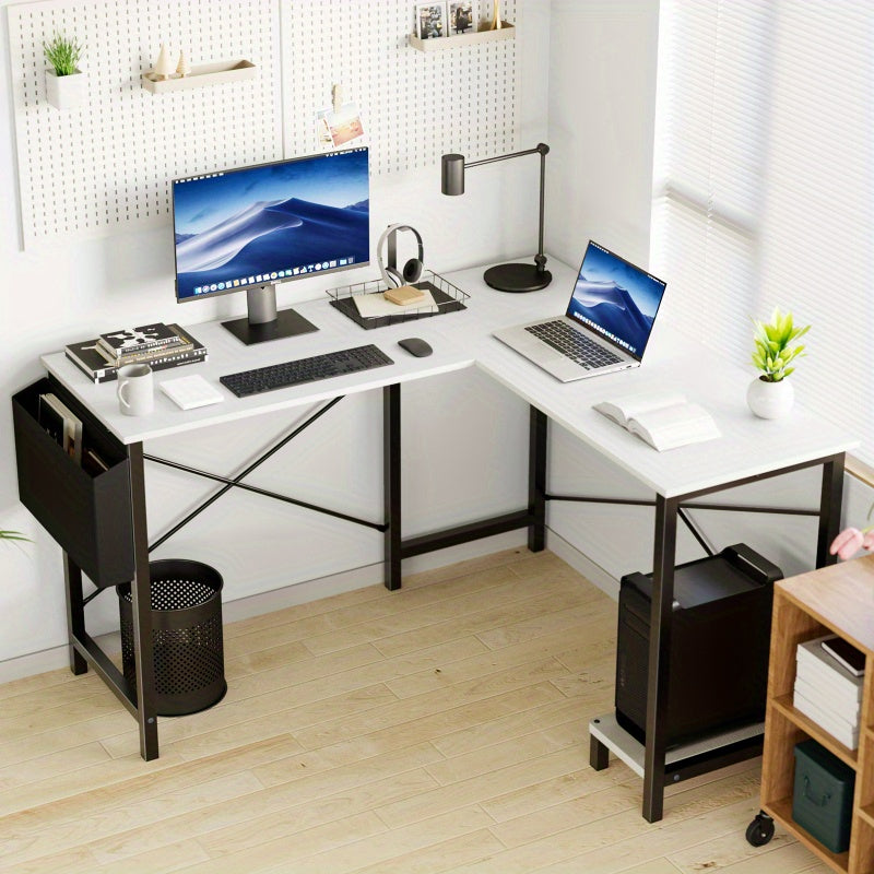L-Shaped Corner Desk with Storage