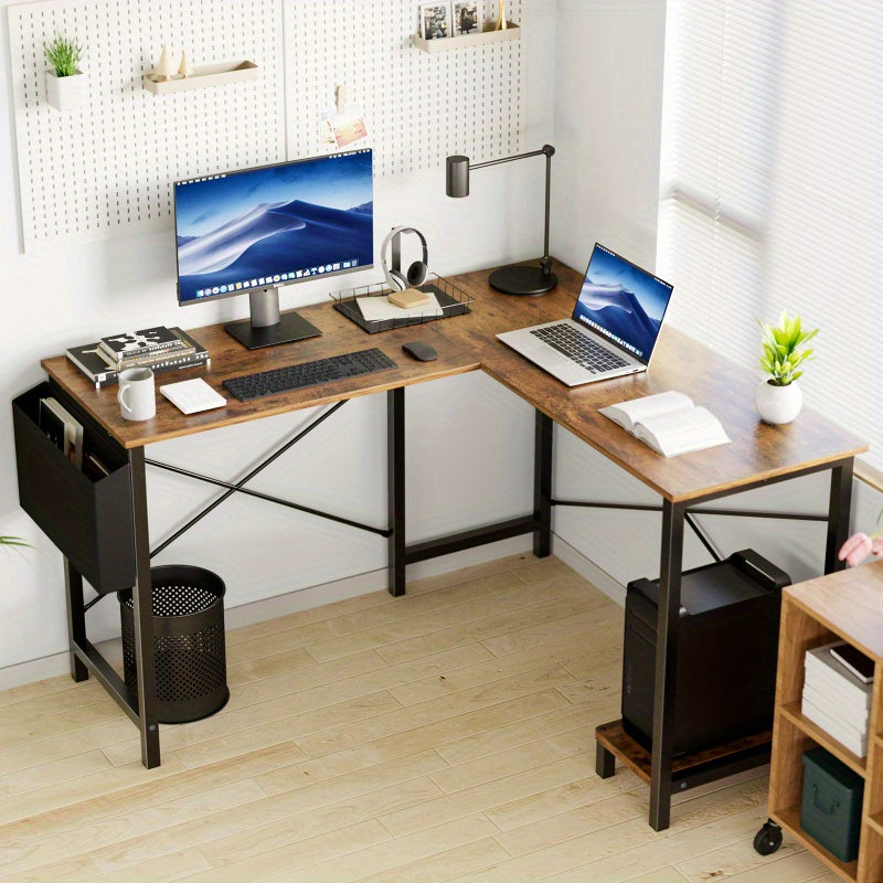 L-Shaped Corner Desk with Storage