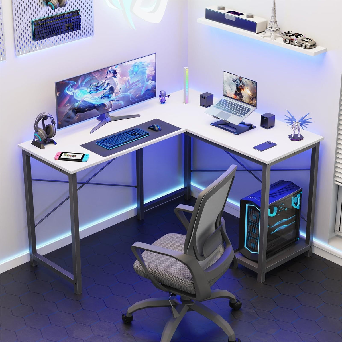 L-Shaped Corner Desk with Storage