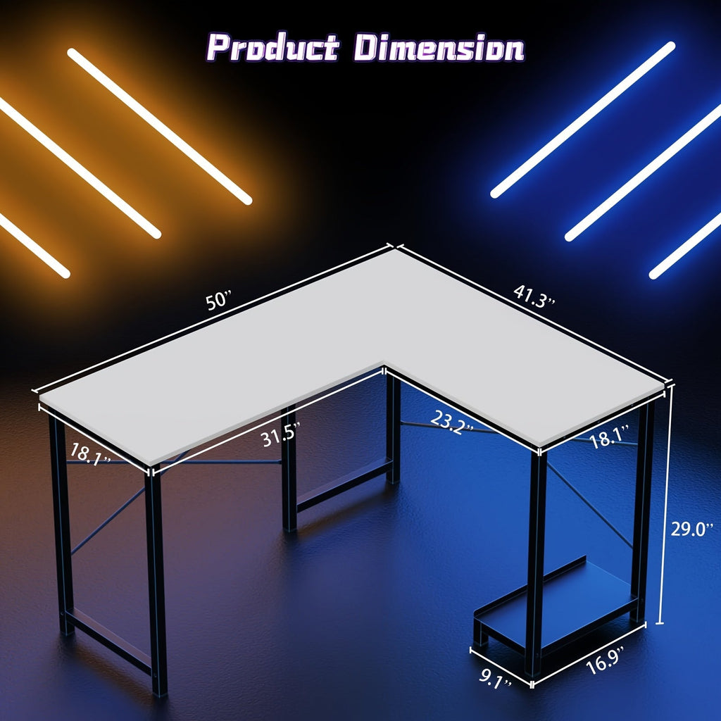 L-Shaped Corner Desk with Storage