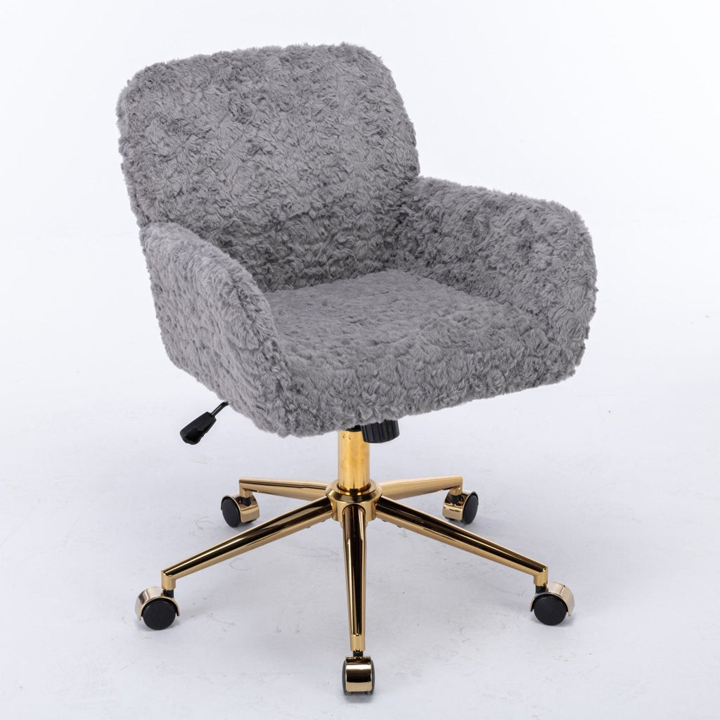 Faux Fur Swivel Vanity Chair