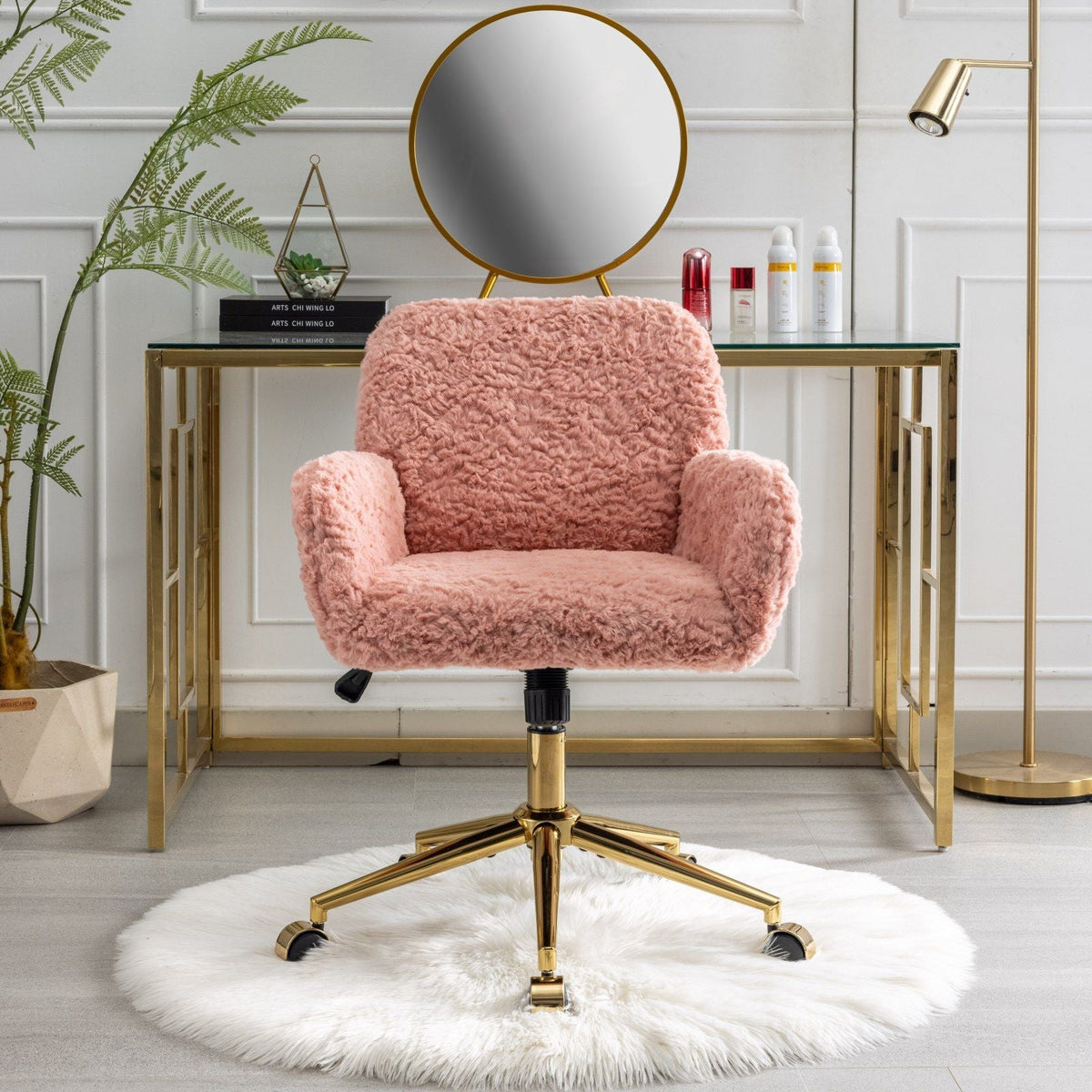 Faux Fur Swivel Vanity Chair